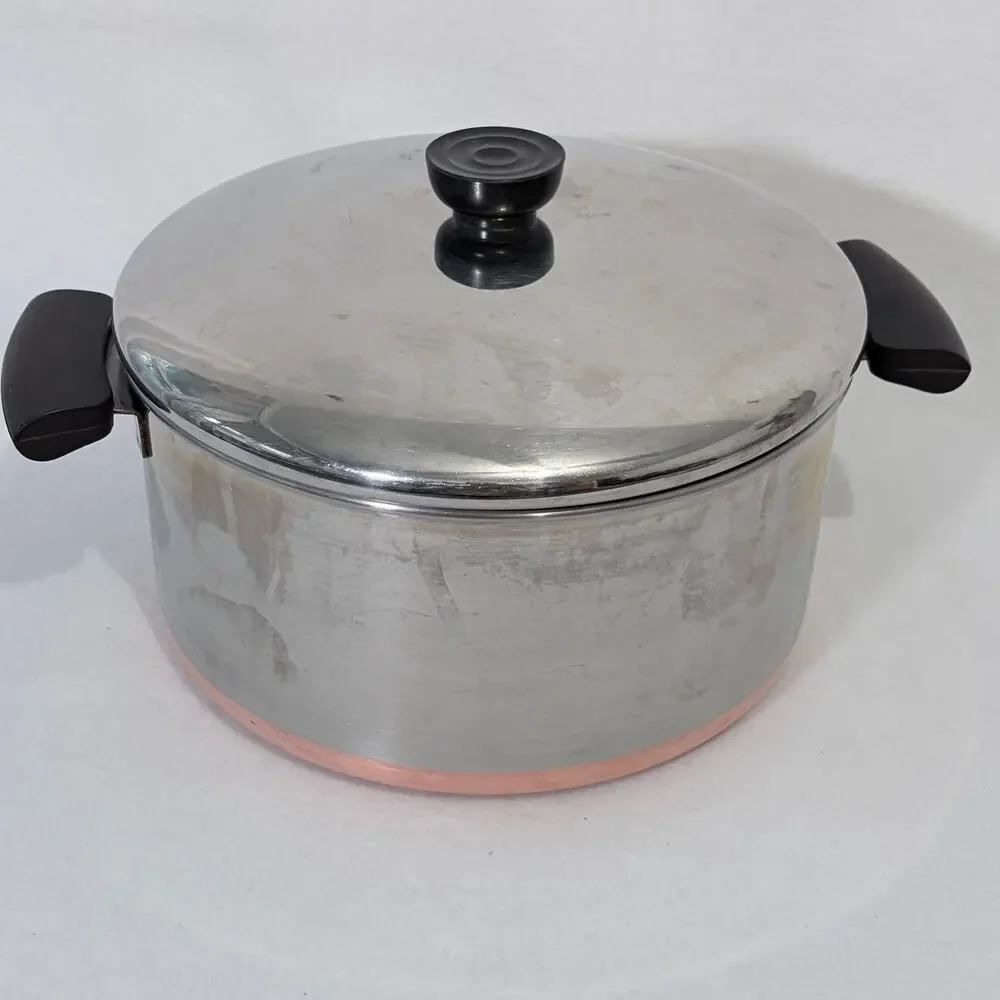 Revere Ware 1801 4 1/2 Qt Stainless Steel Stock Pot with Lid Double Ring Stamp